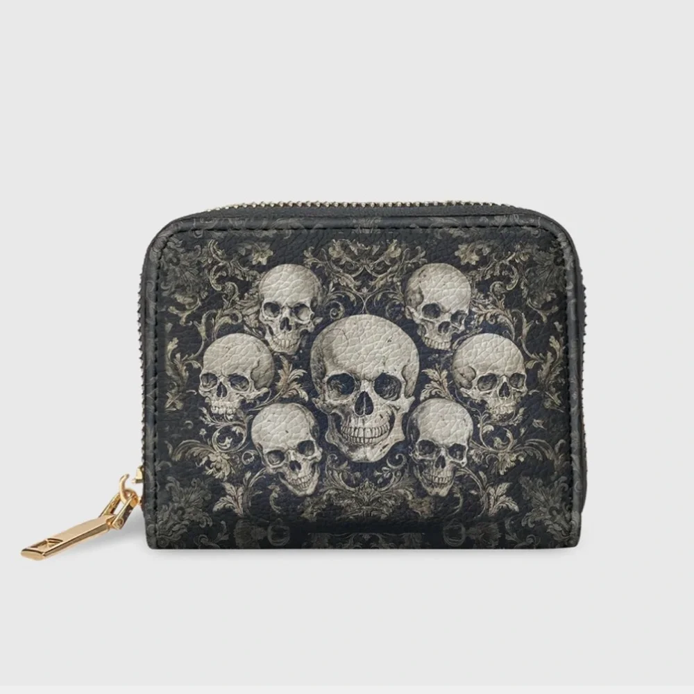 Skull Patterned Black Wallet - Picture 1 of 2